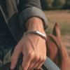 N Bracelet homme chaine acier plaque noir