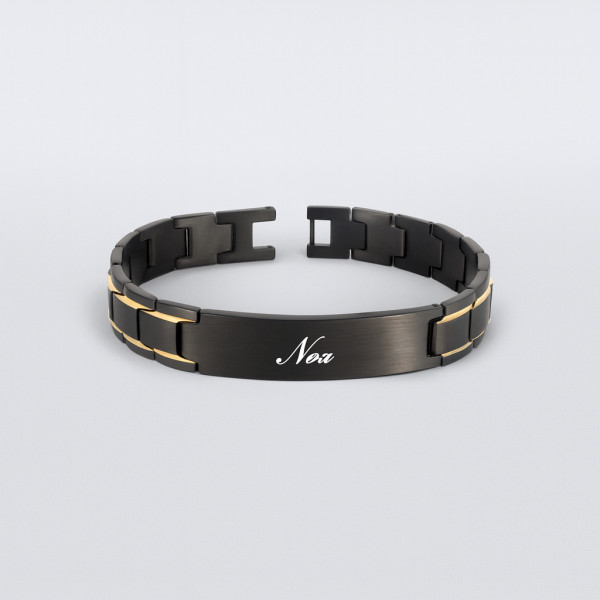 Bracelet personnalise homme gourmette acier brosse plaque