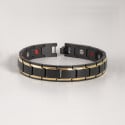 Bracelet homme acier magnétique ligne dorée