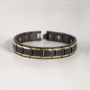 Noir Bracelet homme acier noir brosse aimante ligne dore