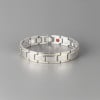 Noir Bracelet homme acier noir brosse aimante ligne dore