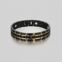 Men's 2Tone Black Golden Magnetic Stainless Steel Bracelet