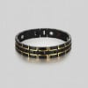 Bracelet acier magnetique homme 2ton noir brosse