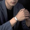 M Bracelet personnalise gourmette homme acier caoutchouc