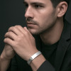 Bracelet personnalise homme gourmette acier elastique a graver