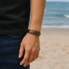 Bracelet acier magnetique homme 2ton noir brosse