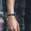 Bracelet acier magnetique homme 2ton noir brosse
