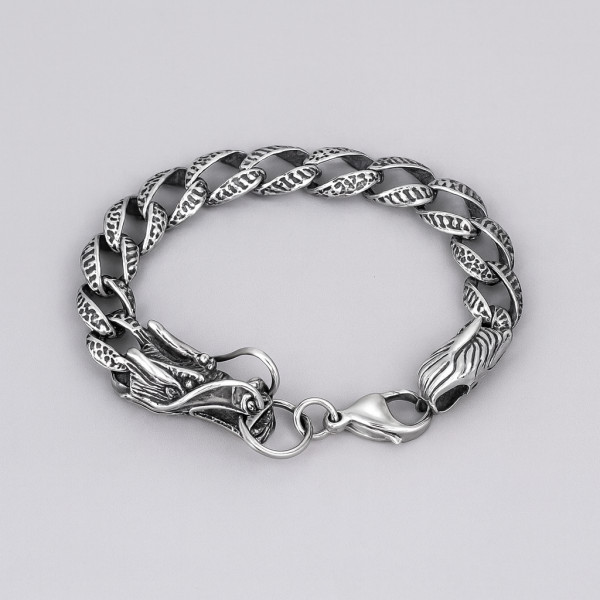 Pulsera de Hombre con Cadena de Dragón de Acero