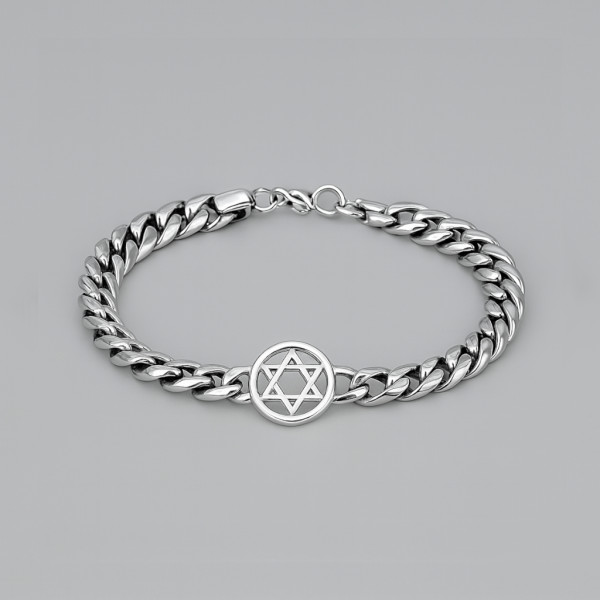 Bracelet homme chaine acier etoile de david