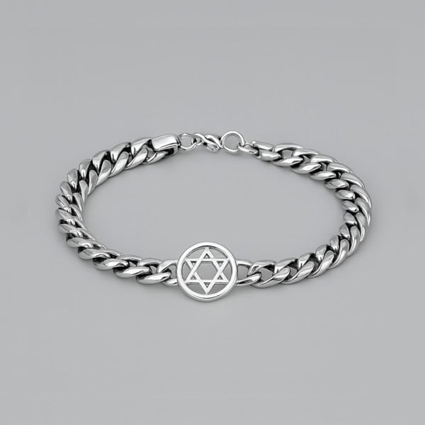Bracelet homme chaine acier etoile de david
