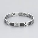 Bracelet homme acier inoxydable magnetique fibre de carbone