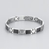 N Bracelet homme acier inoxydable magnetique fibre de carbone