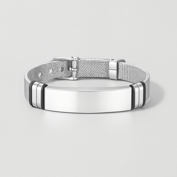 Bracelet Jonc Fermé En Acier Inoxydable Gravé - Occasion - 6,5 Cm