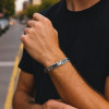 N Bracelet homme acier inoxydable magnetique fibre de carbone