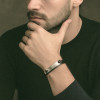 Bracelet personnalise cuir gourmette homme plaque acier
