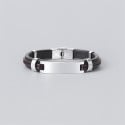 Bracelet personnalise cuir gourmette homme plaque acier