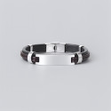 Bracelet personnalise cuir gourmette homme plaque acier