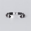 Bracelet personnalise cuir gourmette homme plaque acier