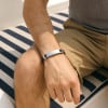 M Bracelet personnalise cuir gourmette homme plaque acier