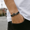Bracelet cuir noir squelette motard fermoir acier
