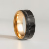 Bague Tungstène Noir Brossé martelé serti Marbre