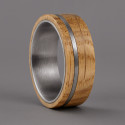 Bague Tungstène Noir Brossé martelé intérieur Bois chêne (Dupliqué)