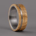 Men’s tungsten ring with oak wood exterior