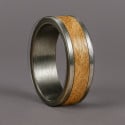 Men’s tungsten ring with oak wood inlay