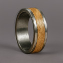 Bague homme Tungstène avec Ruban Bois chêne