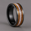 Bague de mariage céramique noire avec bois chene