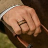 Bague de mariage céramique noire avec bois chene (Dupliqué)