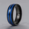 8mm Bague mariage personnalisee tungstene noir lignes bleues bois