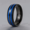 8mm Bague mariage personnalisee tungstene noir lignes bleues bois