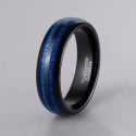 Custom Black Tungsten Wedding Ring with Blue Wood Inlays