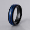 8mm Bague mariage personnalisee tungstene noir lignes bleues bois