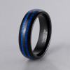 8mm Bague mariage personnalisee tungstene noir lignes bleues bois