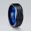 6mm Bague homme tungstene rainure central ligne bleue personnalisable