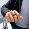6mm Bague homme tungstene rainure central ligne bleue personnalisable