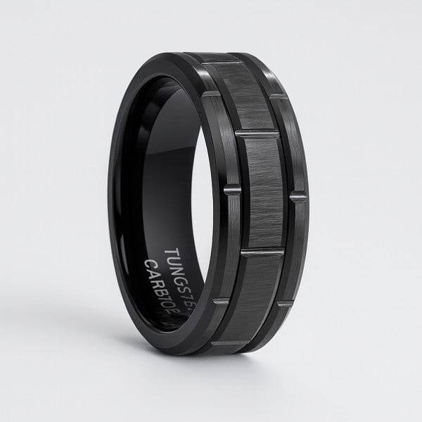 Bague personnalisable Carbure de Tungstène Rainurée Gravure