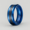 Bague homme anneau tungstene bleu fibre de carbone personnalisable