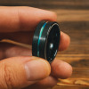 5mm Bague personnalisee homme anneau tungstene brosse ligne arc en ciel
