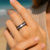 V Bague mariage ceramique noire abalone nacre