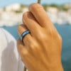 V Bague mariage ceramique noire abalone nacre