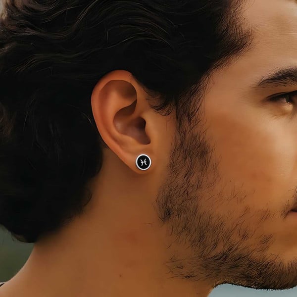 Boucles d'oreilles acier Signes du zodiaque Verseau