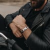 Bracelet homme chaine biker acier robuste motif celtique