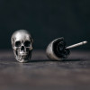Boucles d'oreilles homme clous tete de mort argent
