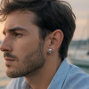 Boucles d'oreilles homme clous tete de mort argent