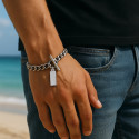 Pulsera personalizada para hombre y mujer, cadena de acero para grabar