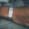 Personalized men's rubber bracelet with steel curb