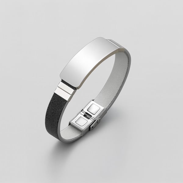 Bracelet personnalise homme caoutchouc gourmette acier